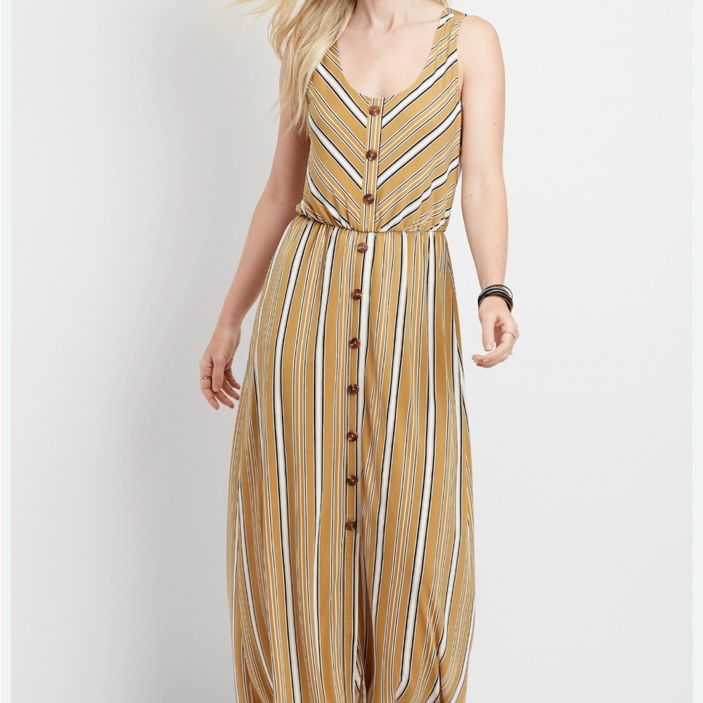 Maurices Mustard Striped Maxi Dress